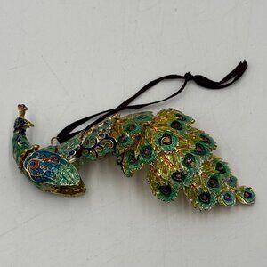 Cloisonné Enamel Peacock Ornament Dillards? Christmas Tree 5" Long Blue & Gold